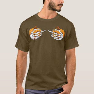 Skeleton Hand Pumpkin Bra Funny Halloween T-shirt