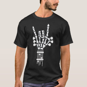 Skeleton Hand Rock Guitare Punk Bass T-Shirt