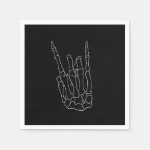 Skeleton Hand Rock Star Black Birthday Party Servet