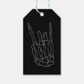 Skeleton Hand Rock Star Zwart Verjaardagsfeestje F Cadeaulabel (Achterkant)