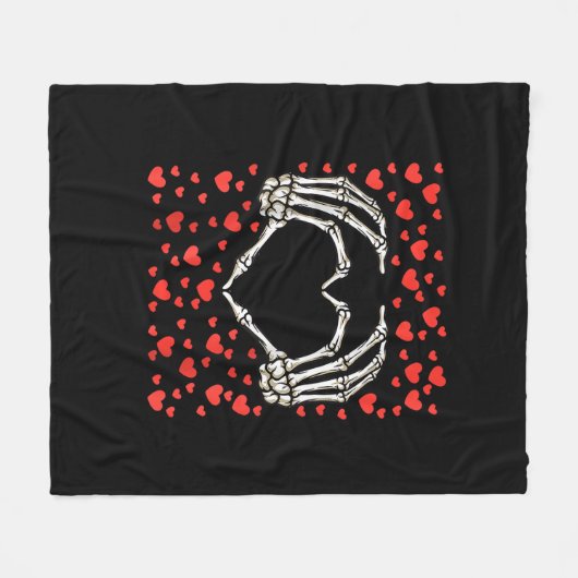 Skeleton Hand Rode Hart Verjaardag Valentijnsdag Fleece Deken (Voorkant (Horizontaal))