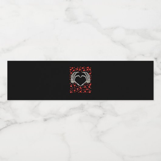 Skeleton Hand Rode Hart Verjaardag Valentijnsdag Waterfles Etiket (Enkel label)