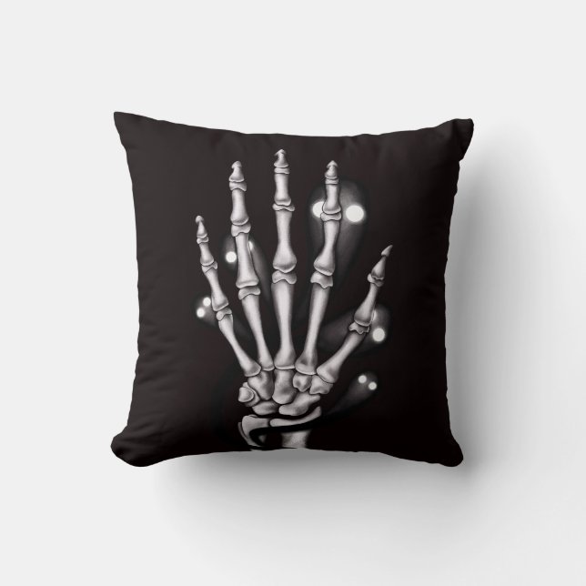 Skeleton Hand Spooky Gothic Anatomie Kussen (Voorkant)