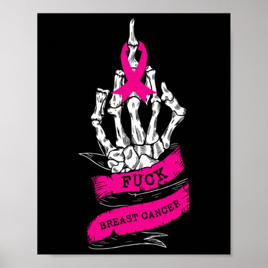 Skeleton Hand voor roze grappige borstkanker Aware Poster (Voorkant)