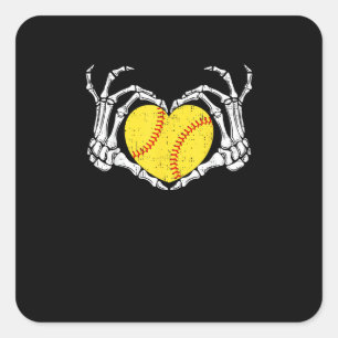 Skeleton Handen Hart Halloween Kostuum Softbal Wo Vierkante Sticker