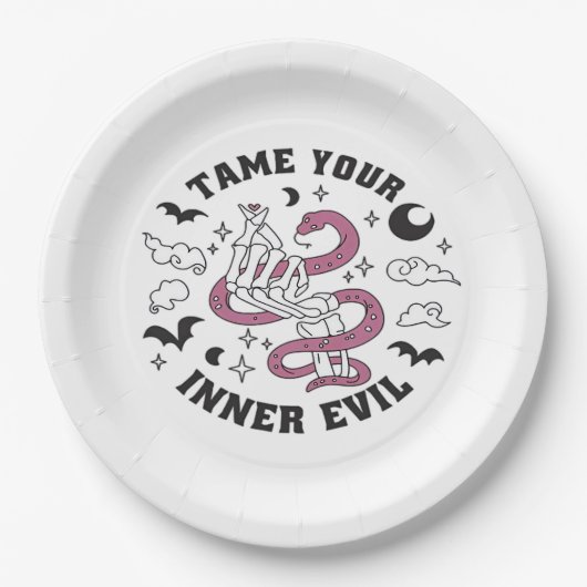 Skeleton Handje Making Heart Papieren Bordje (Voorkant)