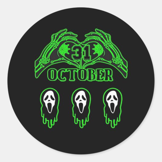 Skeleton Hands Classic Design Ronde Sticker (Voorkant)