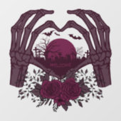 Skeleton Hands Hart rond begraafplaats met Rozen Raamsticker (Vel)