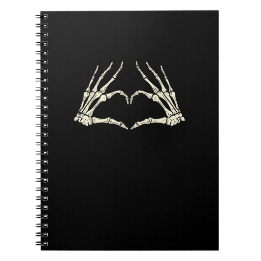Skeleton Hands Heart Funny Halloween Mannen Vrouwe Notitieboek (Voorkant)