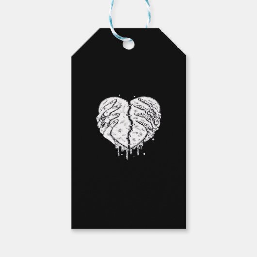 Skeleton Hands Heart – Gothic Heart Classic Cadeaulabel (Voorkant)