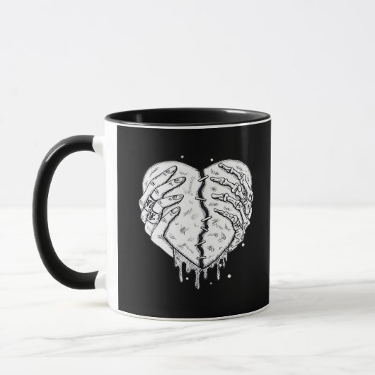Skeleton Hands Heart – Gothic Heart Classic Mok (Links)