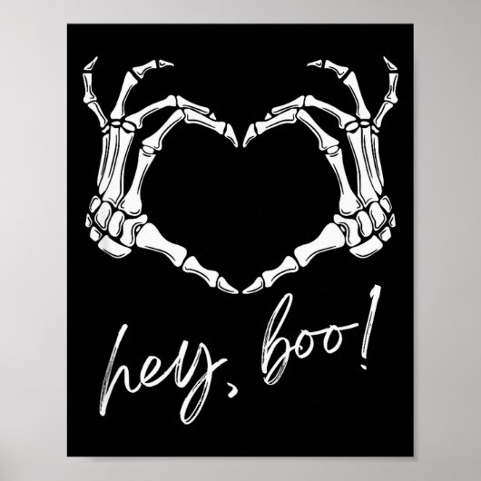 Skeleton Hands Heart Hey Boo Funny Halloween Men W Poster (Voorkant)