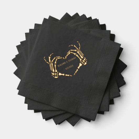 Skeleton Hands Heart Shape Custom Wedding Folie Servetten (Insitu (Gestapeld))