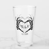 Skeleton Hands Heart Shape Custom Wedding Glas (Voorkant)