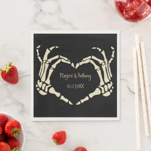 Skeleton Hands Heart Shape Custom Wedding Servet