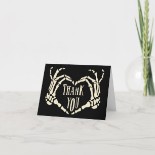 Skeleton Hands Heart Shape Gothic Wedding Bedankkaart