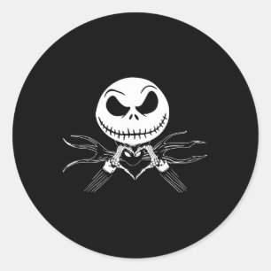 Skeleton Hands Heart Sign Funny Skull Halloween Co Ronde Sticker