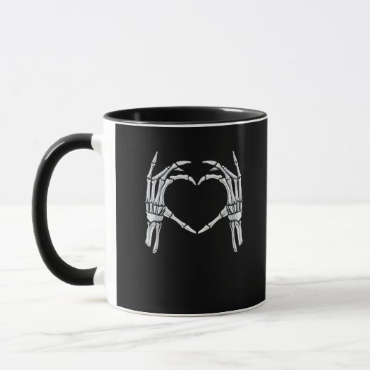 Skeleton Hands Heart Sign Retro Halloween Costuum Mok (Links)