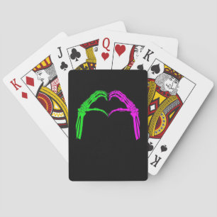 Skeleton Hands Heart Sign Retro Halloween Costuum Pokerkaarten