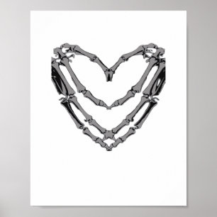 Skeleton Hands Heart Sign Retro Halloween Costuum Poster