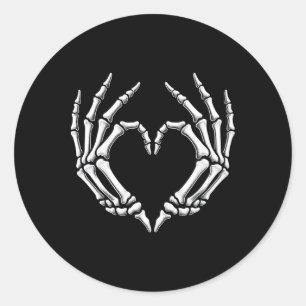 Skeleton Hands Heart Sign Retro Halloween Costuum Ronde Sticker