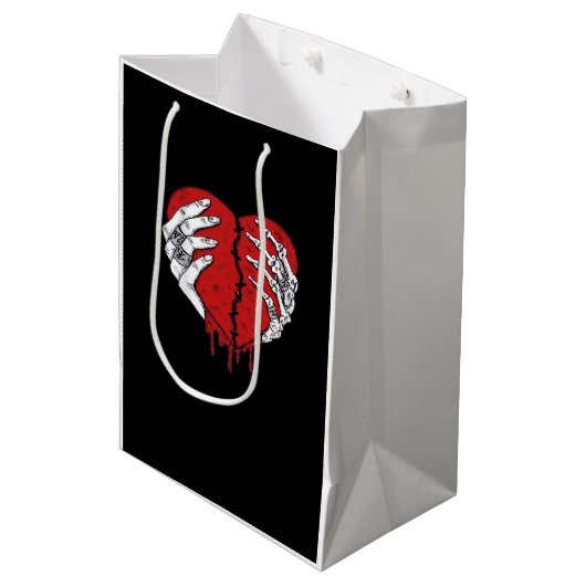 Skeleton Hands Hearts Classic Trending Medium Cadeauzakje (Voorkant Gekanteld)