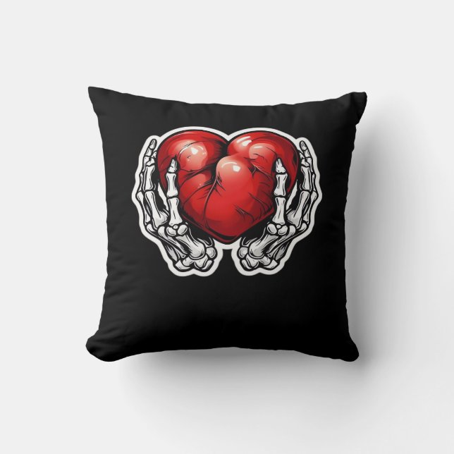 Skeleton Hands Hearts - Schattigee Halloween Kussen (Voorkant)