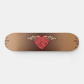 Skeleton Hands Holding Broken Heart Gothic Love Skateboard (Horizontaal)