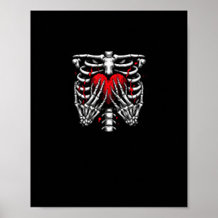 Skeleton Hands Holding Heart Halloween Kostuum Fun Poster