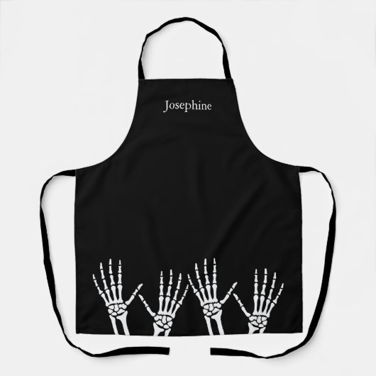Skeleton Hands On Black met aangepaste naam Hallow Schort (Voorkant)