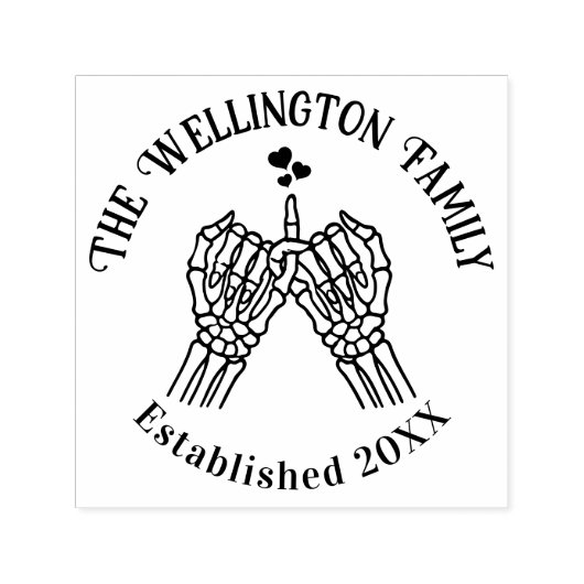 Skeleton Hands Pinky Swear Familienaam Datum Est Zelfinktende Stempel (Design)