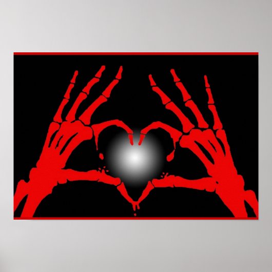 Skeleton Hands Red Heart Poster (Voorkant)