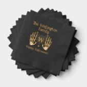 Skeleton Hands Spiderweb Initiaal Naam Halloween # Folie Servetten (Insitu (Gestapeld))
