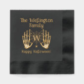 Skeleton Hands Spiderweb Initiaal Naam Halloween # Folie Servetten (Voorkant)