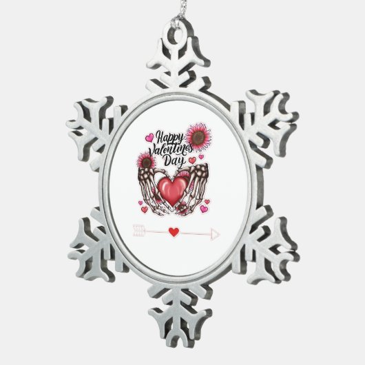 Skeleton Hands Valentijnsdag Classic Tin Sneeuwvlok Ornament (Rechts)