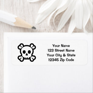 Skeleton head logo custom retouradres etiket