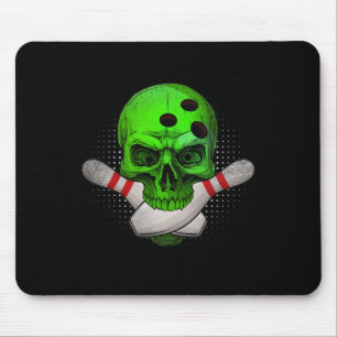 Skeleton Head Skull Bowling LL en spelden Happy Ha Muismat
