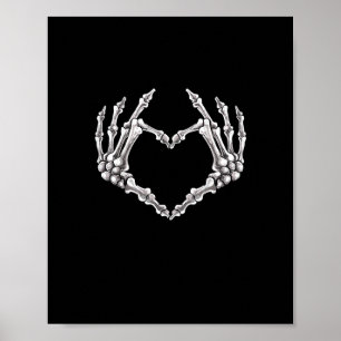 Skeleton Heart en Hands Gothic Halloween Costume Poster