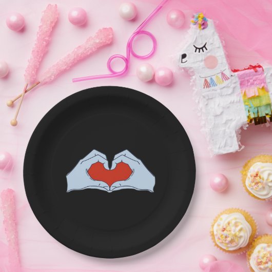 Skeleton Heart Hands Classic & Basic Halloween Papieren Bordje (Feest)