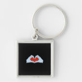 Skeleton Heart Hands Classic & Basic Halloween Sleutelhanger (Voorkant)