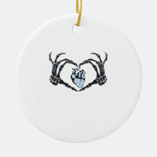 Skeleton Heart Hands Classic Design voor Halloween Keramisch Ornament