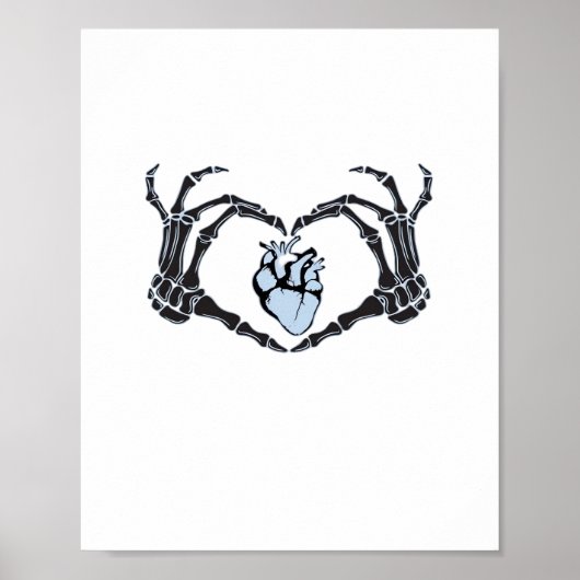 Skeleton Heart Hands Classic Design voor Halloween Poster (Voorkant)