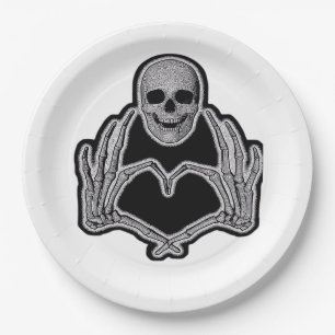 Skeleton Heart Hands Classic Papieren Bordje