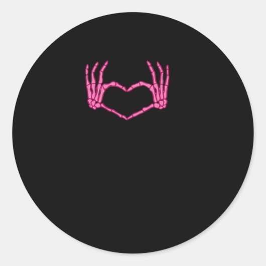 Skeleton Heart Hands Classic Ronde Sticker (Voorkant)