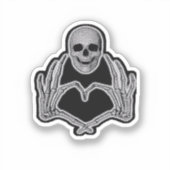 Skeleton Heart Hands Classic Sticker (Voorkant)