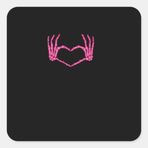 Skeleton Heart Hands Classic Vierkante Sticker