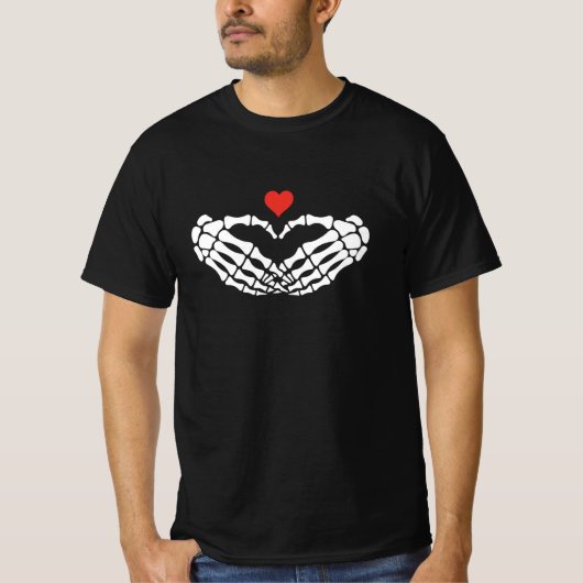 Skeleton Heart Hands Graphic T-Shirt (Devant)