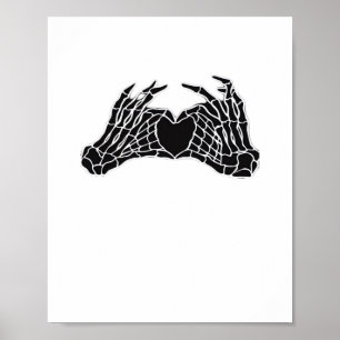 Skeleton Heart Hands - Klassiek Poster