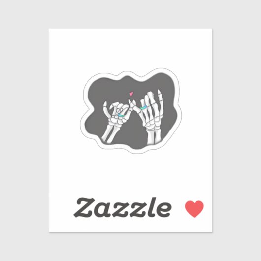 Skeleton Heart Hands Promise Sticker (Vel)