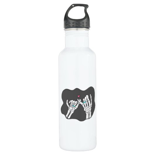 Skeleton Heart Hands Promise Waterfles (Voorkant)